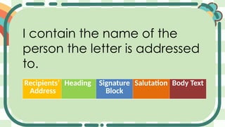 PARTS OF LETTER PRESENTATIONS FOR AALLL1 | PPTX