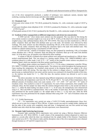 Synthesis and characterization of Silver Nanoparticles | PDF