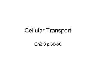 Cellular Transport
Ch2.3 p.60-66
 