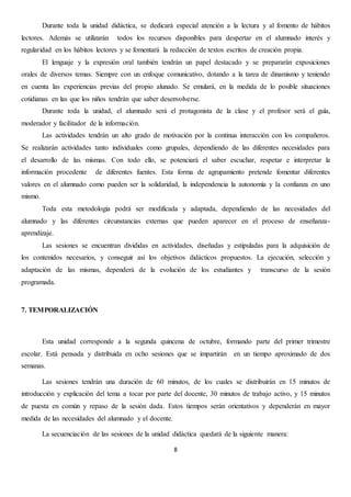 UNIDAD DIDÁCTICA DE LENGUA Y LITERATURA CASTELLANAS, 6º