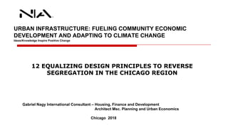 URBAN INFRASTRUCTURE: FUELING COMMUNITY ECONOMIC
DEVELOPMENT AND ADAPTING TO CLIMATE CHANGE
Ideas/Knowledge Inspire Positive Change
Gabriel Nagy International Consultant – Housing, Finance and Development
Architect Msc. Planning and Urban Economics
Chicago 2018
12 EQUALIZING DESIGN PRINCIPLES TO REVERSE
SEGREGATION IN THE CHICAGO REGION
 
