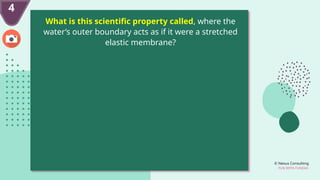 © Nexus Consulting
FUN WITH FUNDAS
4
What is this scientific property called, where the
water’s outer boundary acts as if it were a stretched
elastic membrane?
 