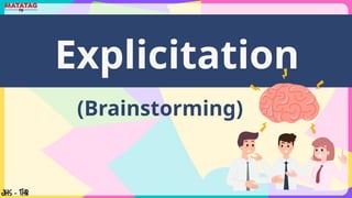(Brainstorming)
Explicitation
 