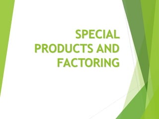 SPECIAL
PRODUCTS AND
FACTORING
 