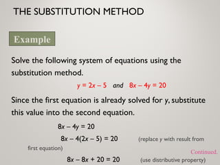 Solving Equations By Substitution Example Problem G8 Math Q1- Week 8- System of linear Equations.ppt