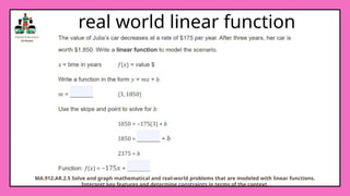 Real Word Example Linear Function 9thGradeHigh-Writing Linear Equations.pptx