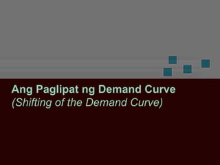 Ang Paglipat ng Demand Curve
(Shifting of the Demand Curve)
 