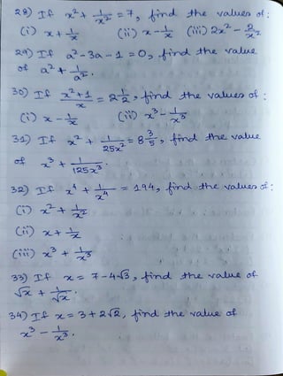 29) T et, ind the values of:
a) T -3a- =0, tind the aue
of a
31) Tt
30) T 4atid the vaes of
a 2
Ci)
33) T
(253
5x
2
3
32) T 4 - 444, finthe vaues of
=
- .
8 n d the vae
xe 7- 443,tind the vae of
34) T 3t 2{2, tind the naue of
 