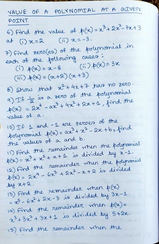 Grade 9 Polynomials Worksheet.pdf CBSE Grade 9 Mathematics Polynomials Worksheet (MK) | PDF