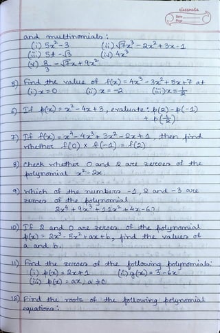 Grade 9 Polynomials Worksheet.pdf CBSE Grade 9 Mathematics Polynomials Worksheet (MLA) | PDF