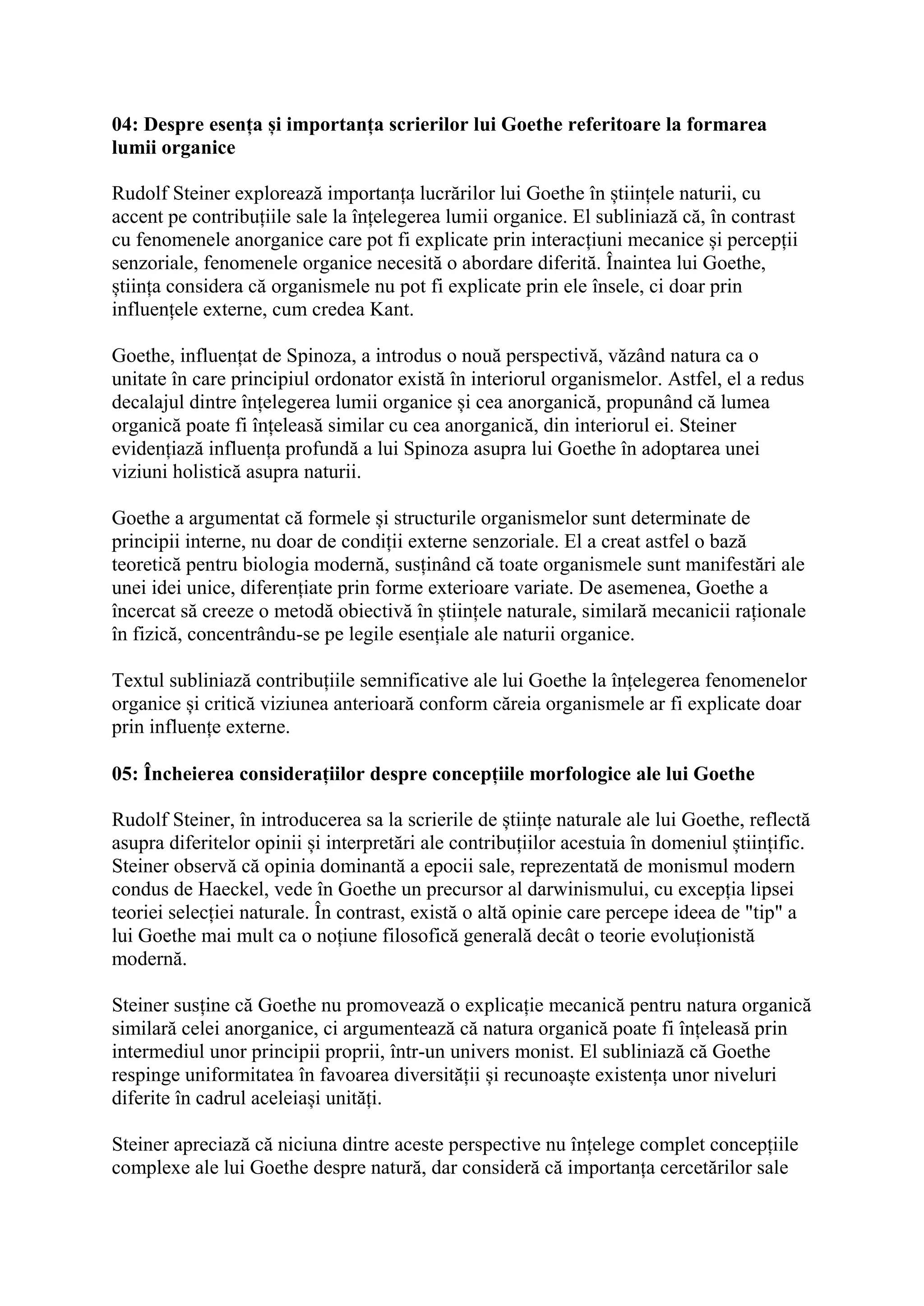 Rudolf Steiner - Ga-1 – Lucrările științifice ale lui Goethe - Rezumat ...