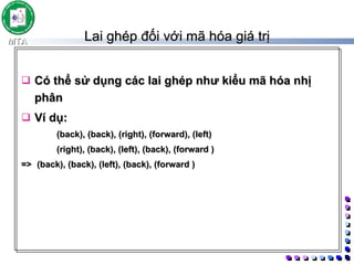 Lai ghép đối với mã hóa giá trị Có thể sử dụng các lai ghép như kiểu mã hóa nhị phân Ví dụ: (back), (back),  (right), (forward), (left) (right), (back),  (left), (back), (forward ) =>   (back), (back),   (left), (back), (forward ) 