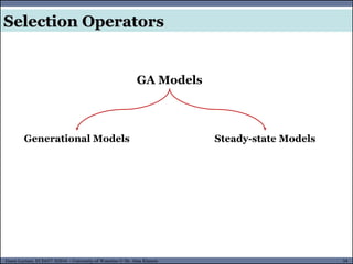 34Guest Lecture, ECE657: S2016 - University of Waterloo © Dr. Alaa Khamis
Selection Operators
GA Models
Steady-state ModelsGenerational Models
 