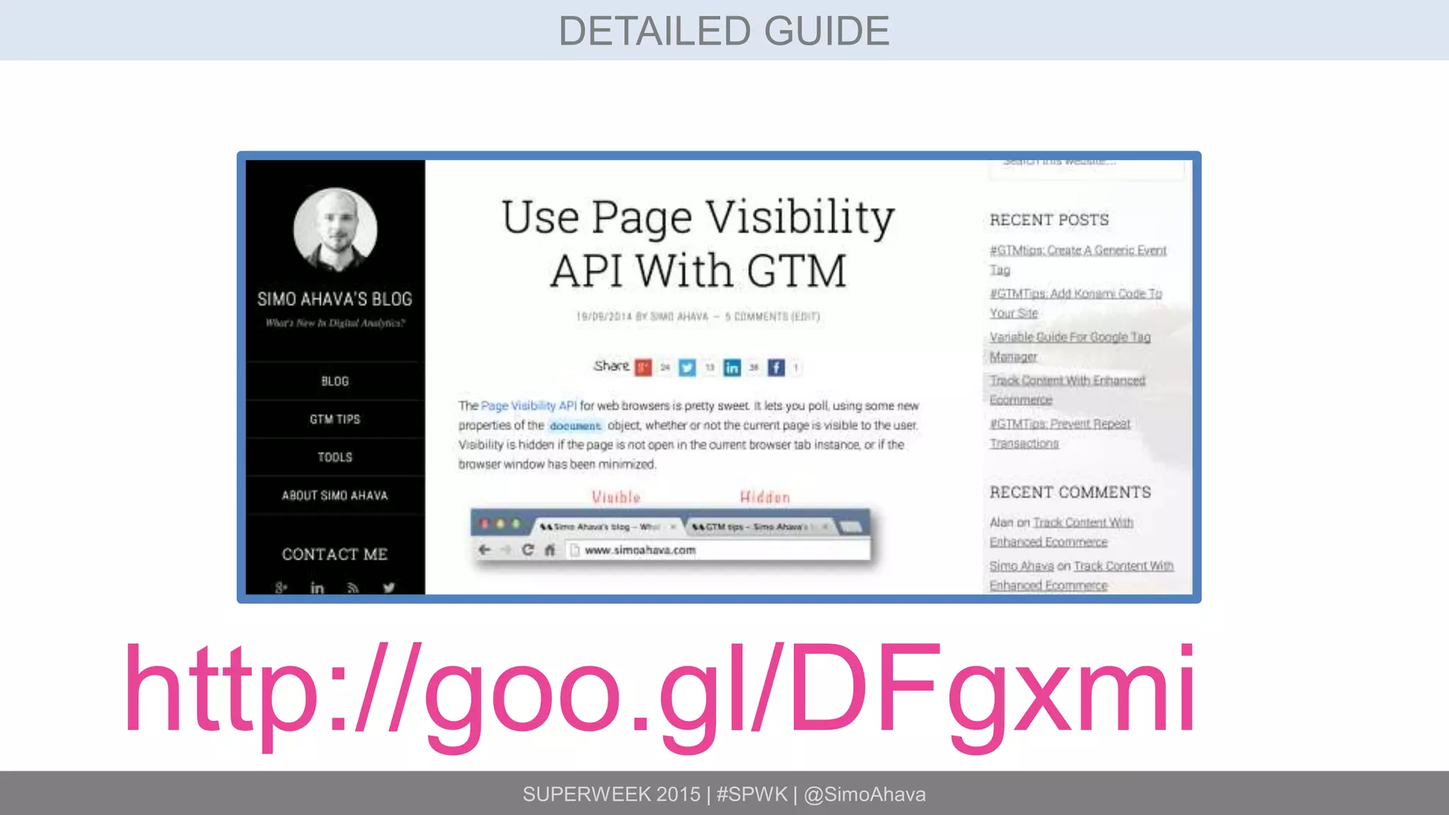 SUPERWEEK 2015 | #SPWK | @SimoAhava
DETAILED GUIDE
http://goo.gl/DFgxmi
 