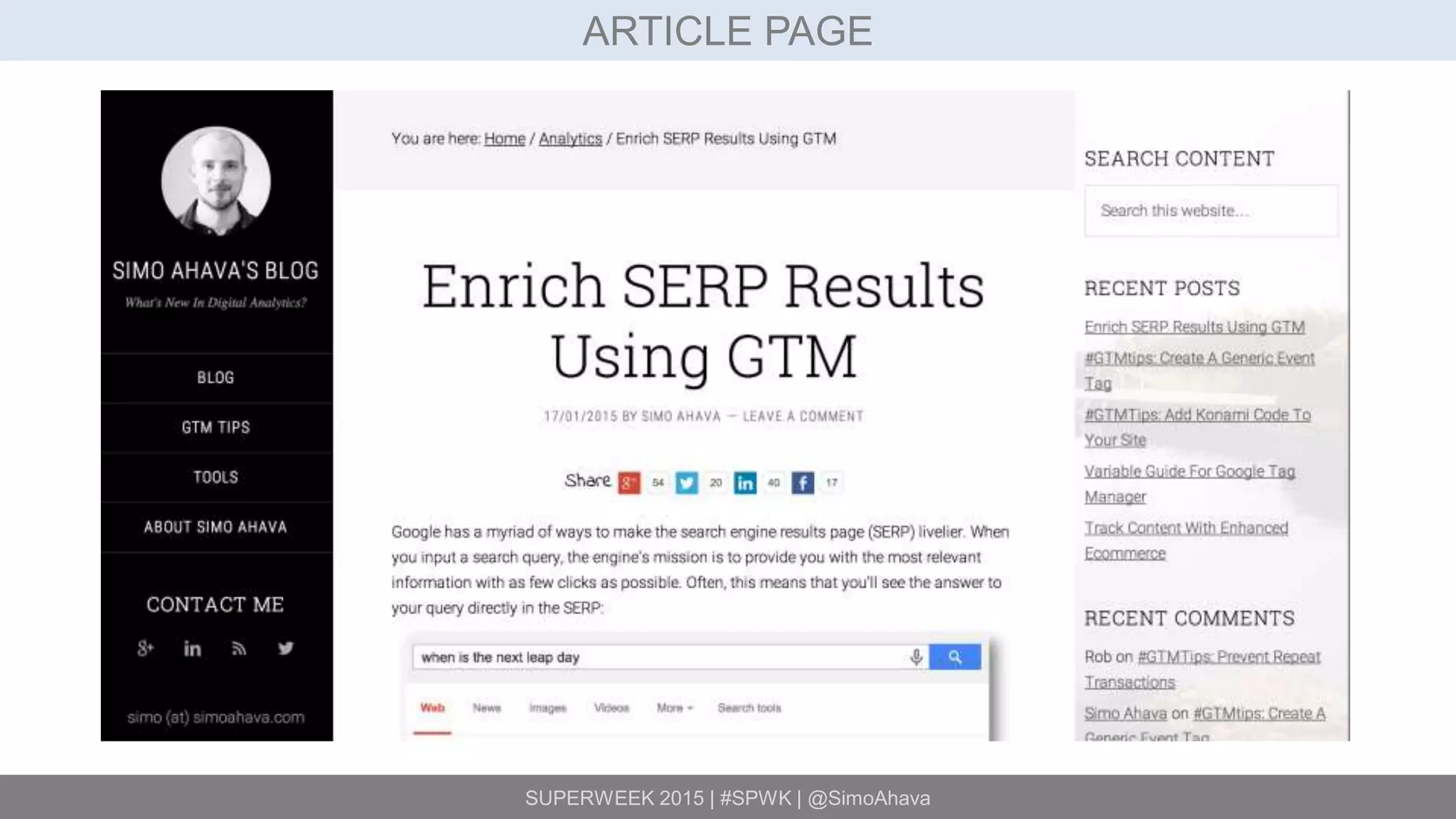 SUPERWEEK 2015 | #SPWK | @SimoAhava
ARTICLE PAGE
 