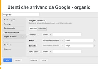 Utenti che arrivano da Google - organic
 