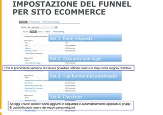 IMPOSTAZIONE DEL FUNNEL
PER SITO ECOMMERCE
Con la precedente versione di GA era possibile definire ciascuno step come sing...