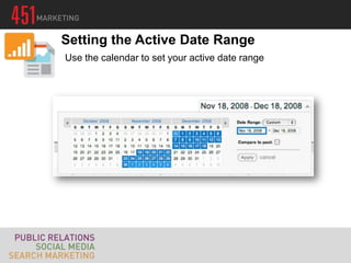 Setting the Active Date Range
Use the calendar to set your active date range
 