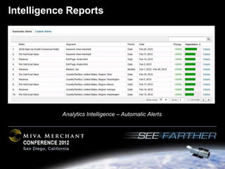 Intelligence Reports




           Analytics Intelligence – Automatic Alerts
 
