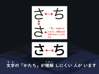 文字の「かたち」が理解 しにくい 人が います
も じ り か い
 