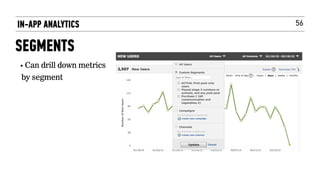 56IN-APP ANALYTICS
SEGMENTS
• Can drill down metrics
by segment
 