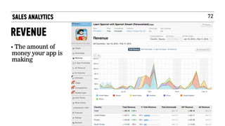 72SALES ANALYTICS
REVENUE
• The amount of
money your app is
making
 