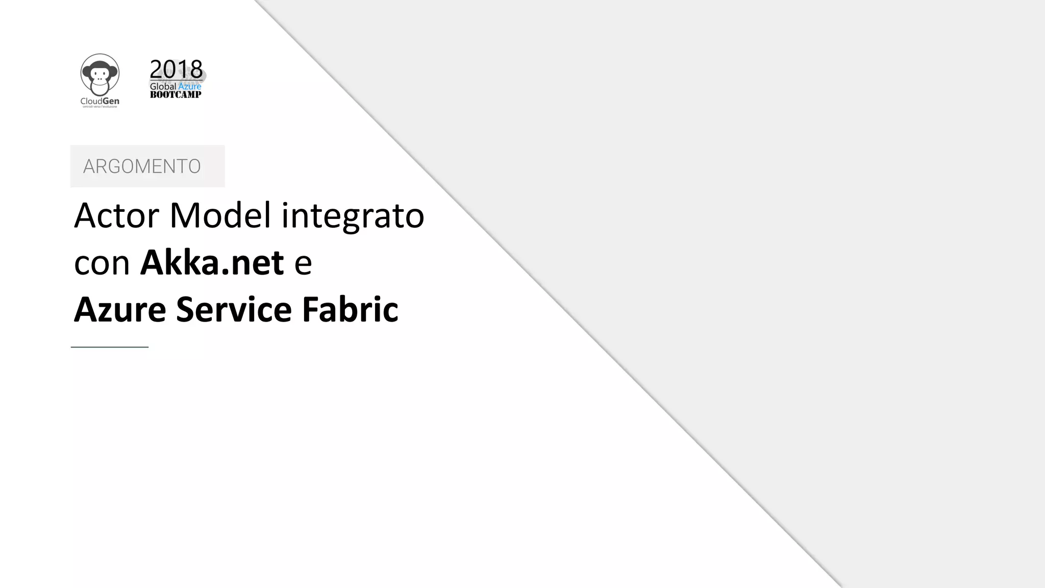 ARGOMENTO
Actor Model integrato
con Akka.net e
Azure Service Fabric
 