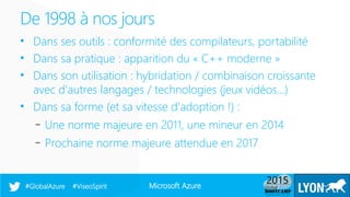 Microsoft Azure#GlobalAzure #ViseoSpirit
• Dans ses outils : conformité des compilateurs, portabilité
• Dans sa pratique :...