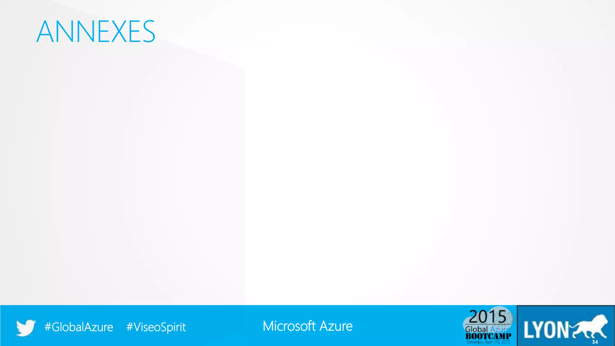 Microsoft Azure#GlobalAzure #ViseoSpirit
ANNEXES
34
 