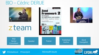 Microsoft Azure#GlobalAzure #ViseoSpirit
BIO - Cédric DERUE
4
Speaker
PhD
Senior
Consultant
Trainer
Published
Author
Zend
Evangelist
 