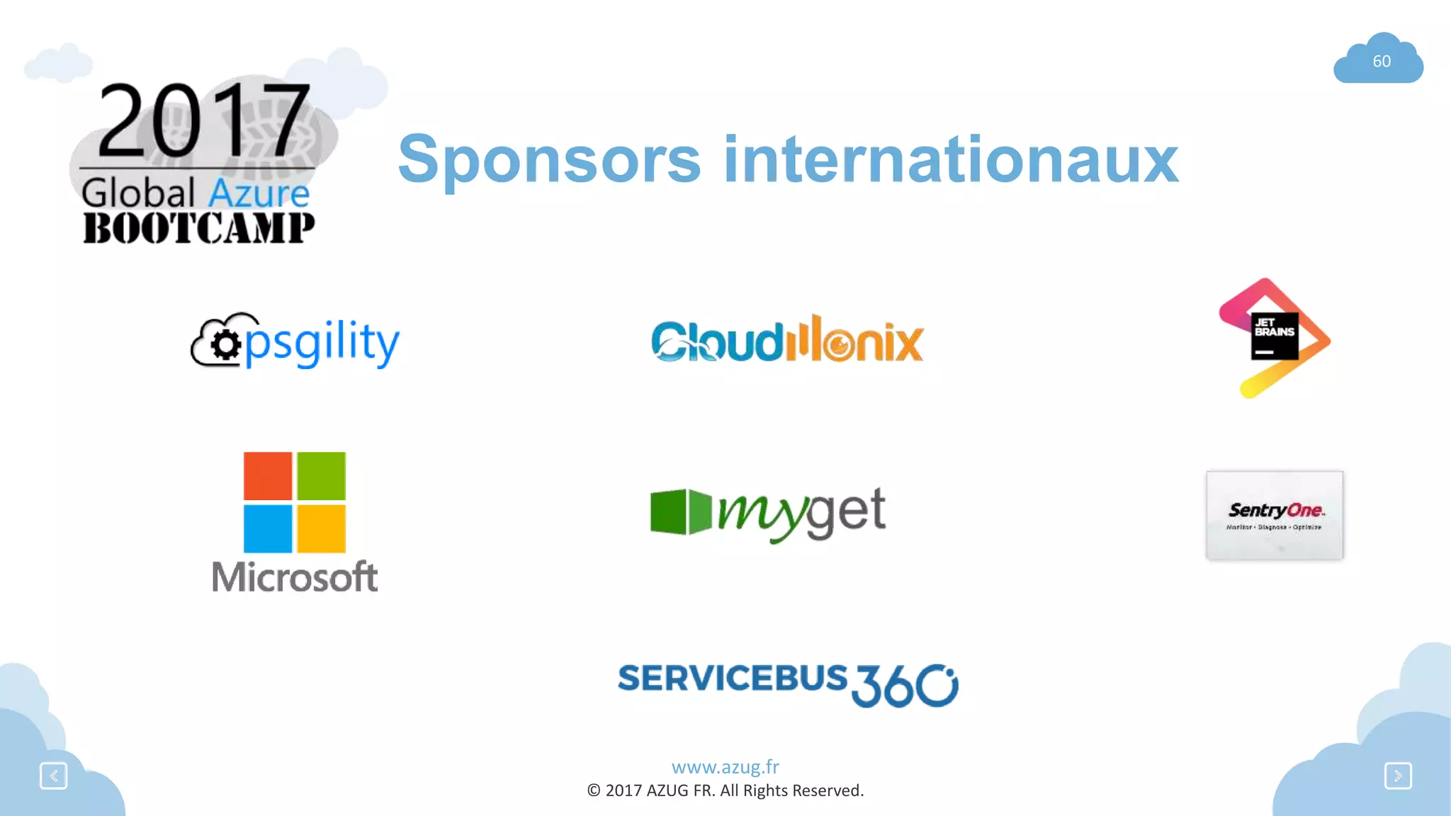 www.azug.fr
© 2017 AZUG FR. All Rights Reserved.
60
Sponsors internationaux
 