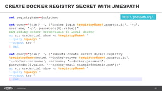 43CONFIDENTIAL
CREATE DOCKER REGISTRY SECRET WITH JMESPATH
http://jmespath.org/
 