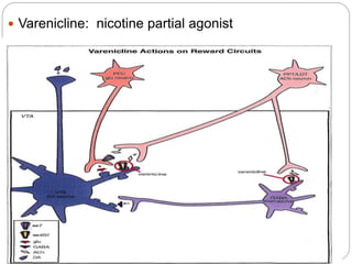  Varenicline: nicotine partial agonist
 