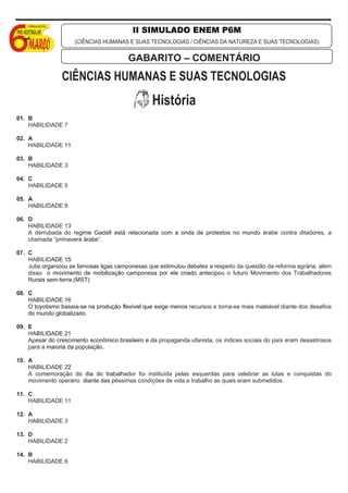 II SIMULADO ENEM P6M
                     (CIÊNCIAS HUMANAS E SUAS TECNOLOGIAS / CIÊNCIAS DA NATUREZA E SUAS TECNOLOGIAS)
...