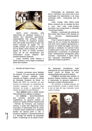 Gabarito 3 ano - texto - as rebeliões na república velha | PDF