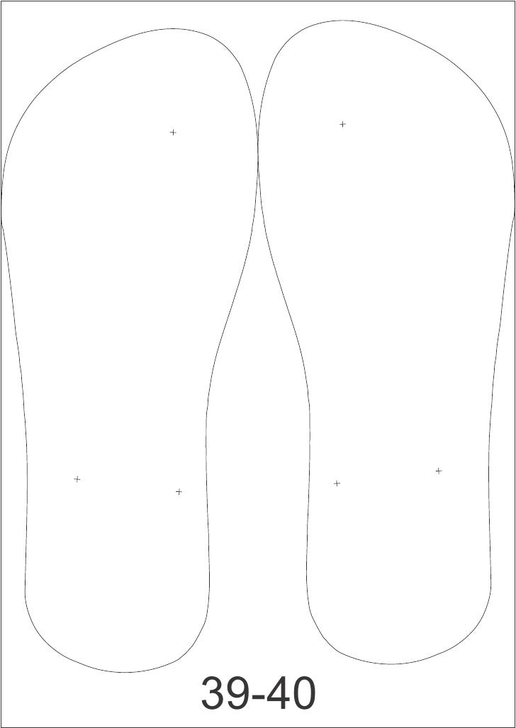 Gabarito chinelo 39 40
