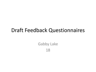 Draft Feedback Questionnaires
Gabby Lake
18
 