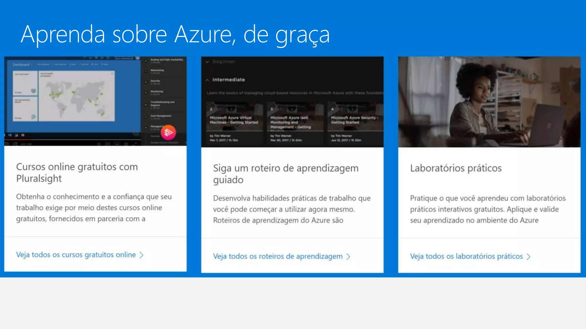 Aprenda sobre Azure, de graça
 