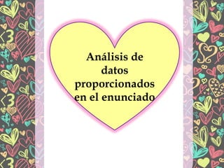 Análisis de
datos
proporcionados
en el enunciado
 