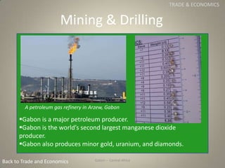 Gabon
Mining & Drilling
Gabon is a major petroleum producer.
Gabon is the world’s second largest manganese dioxide
produ...