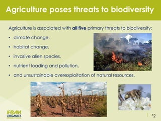 2
Agriculture poses threats to biodiversity
2
Agriculture is associated with all five primary threats to biodiversity:
• c...
