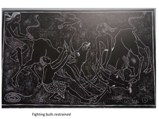Fighting bulls restrained
 