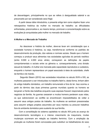 A Trajetória do poder da mulher: do lar ao mercado de trabalho 