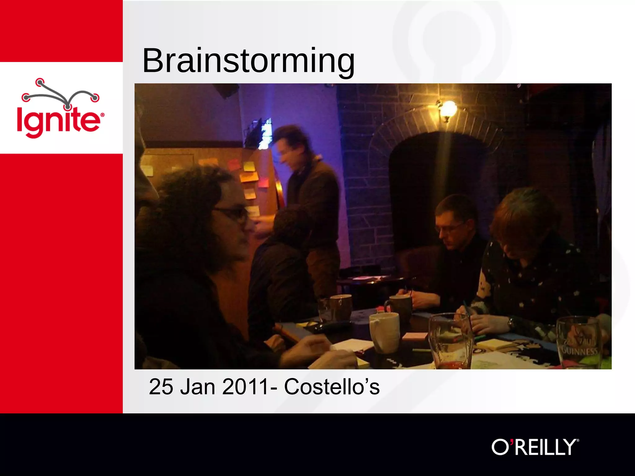 Brainstorming 25 Jan 2011- Costello’s 