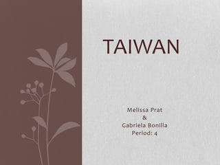 TAIWAN

  Melissa Prat
        &
 Gabriela Bonilla
    Period: 4
 