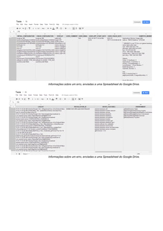 Informações sobre um erro, enviadas a uma Spreadsheet do Google Drive.




Informações sobre um erro, enviadas a uma Spreadsheet do Google Drive.
 