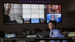 Jeff Brantingham, anthropology professor at the University of California Los Angeles, displays a computer generated "predictive policing," zones at the Los
Angeles Police Department Unified Command Post (UCP) in Los Angeles.
 
