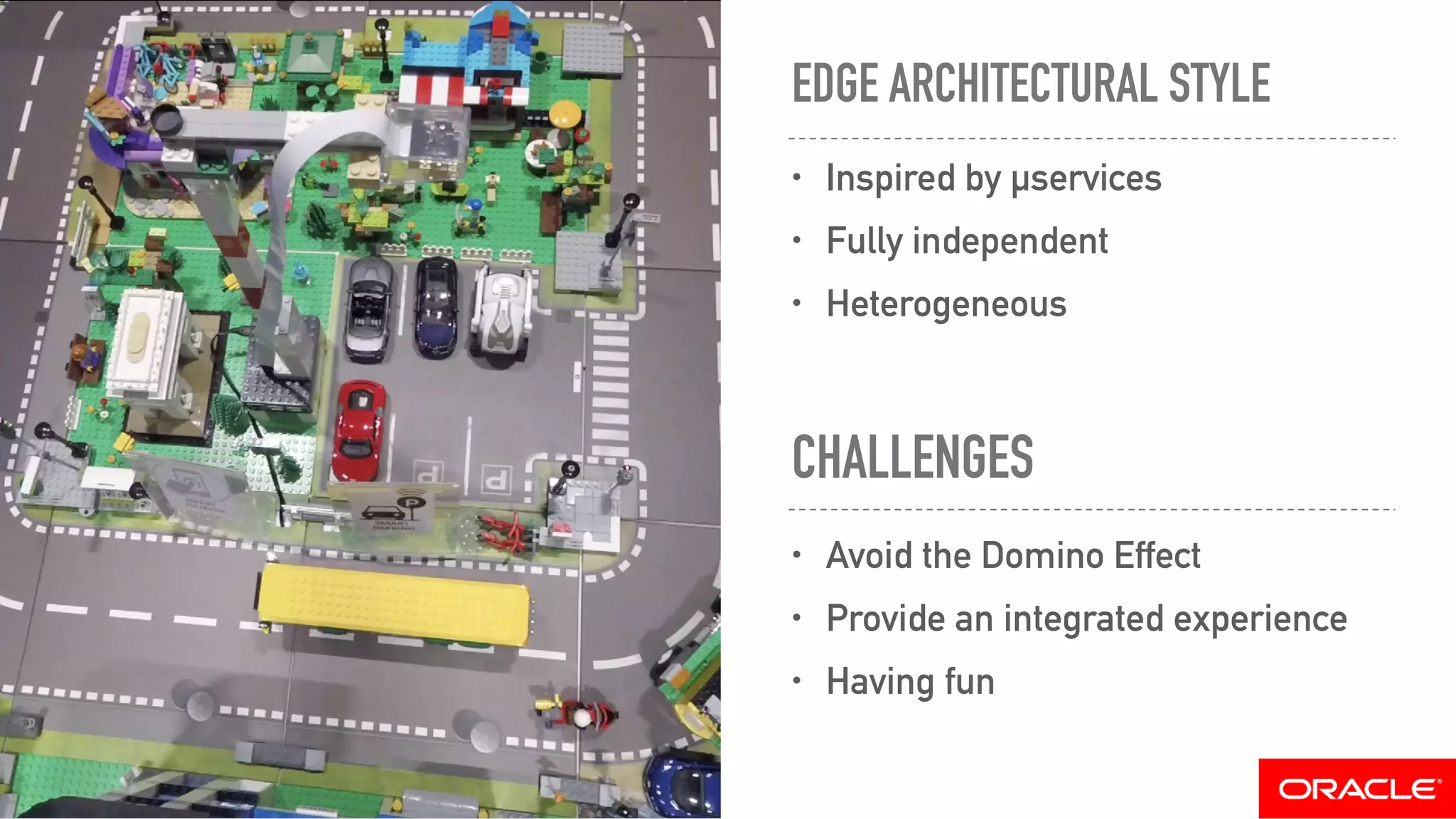 EDGE ARCHITECTURAL STYLE
• Inspired by µservices
• Fully independent
• Heterogeneous
• Avoid the Domino Effect
• Provide an integrated experience
• Having fun
CHALLENGES
 