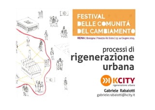 Gabriele Rabaiotti
gabriele.rabaiotti@kcity.it
processi di
rigenerazione
urbana
 