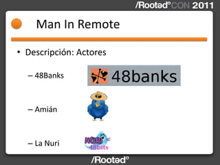Man In Remote

• Descripción: Actores

  – 48Banks


  – Amián


  – La Nuri
 